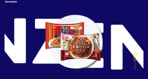 旧でも新でも完全メシ 企画LPメインビジュアルの切り抜き画像。白いお皿の上に旧新ふたつ製品パッケージが載せられ、背景ではKANZEN MEALという文字と完全メシのブランドロゴが上下に揺れながら横に流れている。